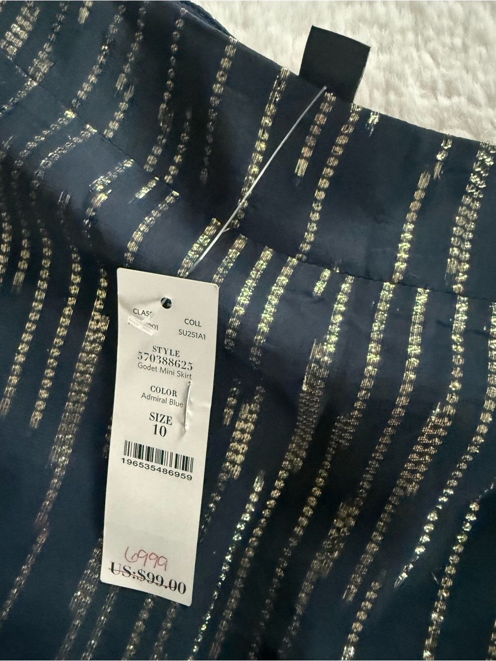 NWT White House Black Market Admiral Blue Godet Mini Skirt - Picture 5 of 8